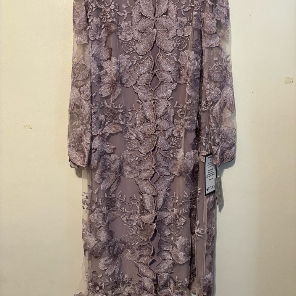Alex Evenings Long Sleeve Lace Dress in Purple